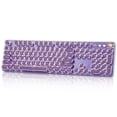 thumbnail image 1 of Hnjugfe Typewriter Style Mechanical Gaming Keyboard, Wired Mechanical Keyboards,104 Keys Backlit LED Keyboards, Media Control Knob, Wired Computer Keyboard Pink Switch for Windows/Mac/PC-Purple, 1 of 6