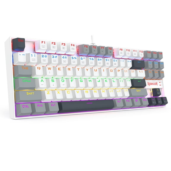 Mechanical Gaming Keyboard, 87 Key RGB Backlit, Mechanical Red Switch，LED Gaming, Design with Detachable Type-C Cable， Wired Keyboard for Windows Laptop PC ，Beginner-Friendly (Polar Monolith)