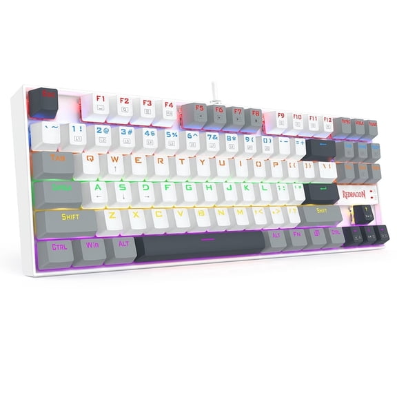 Mechanical Gaming Keyboard, 87 Key RGB Backlit, Mechanical Red SwitchLED Gaming, Design with Detachable Type-C Cable Wired Keyboard for Windows Laptop PC Beginner-Friendly (Polar Monolith)