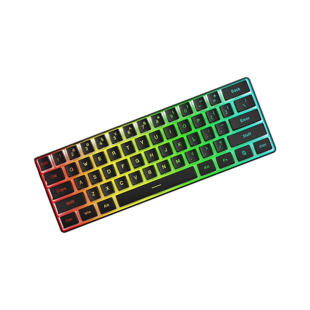 Mechanical Gaming Keyboard LED Backlit Keycap Keyboard 61 Keys Corded Computer Keyboards for Laptop PC Office Work