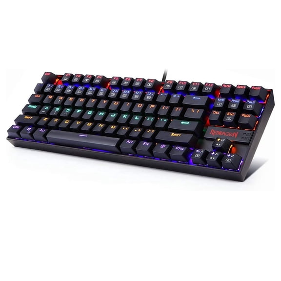 Mechanical Gaming Keyboard REDRAGON K552-KR, 87-Key TKL Wired Keyboard, Hot-Swappable Red Switches, Rainbow LED Backlit, Double-Shot Keycaps, Anti-Ghosting, USB Gaming Keyboard for PC