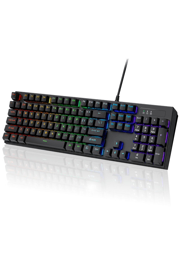 Mechanical Gaming Keyboard, RGB 104 Keys LED Backlit USB Wired Keyboard with Blue Switch, Durable Abs Keycaps Computer Keyboard for PC Mac Xbox Gamer