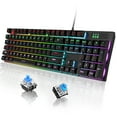 thumbnail image 1 of Mechanical Gaming Keyboard, RGB 104 Keys USB Wired Keyboard with Blue Switch, LED Backlit, Durable Keycaps/Anti-Ghosting/Spill-Resistant/Anti-Dust Gaming Keyboard for Windows PC Computer Laptop, 1 of 8