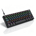 thumbnail image 1 of Mechanical Gaming Keyboard,Rainbow RGB Backlit Gaming Wired Keyboards Compact Mini 61 Keys Portable 60 Percent Mechanical Keyboard with Black Keycaps,for Windows Laptop PC Linear Blue Switch, 1 of 7