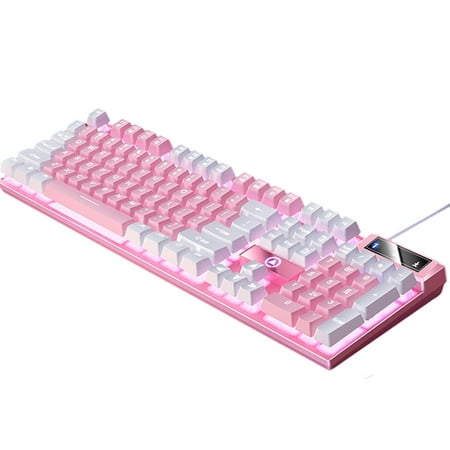 Mechanical Gaming Keyboard USB LED Lighting Effects 104 Keys for Game Office