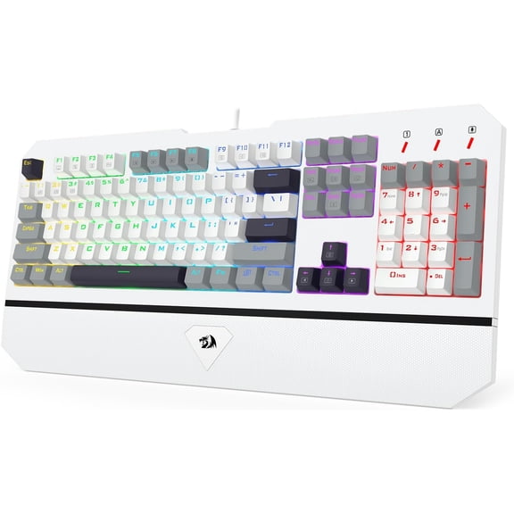 Mechanical Gaming Keyboard Wired, Light Up Backlit, Linear Switches, 104 Keys Anti-Ghosting, Big Wrist Rest, Metal Frame, Durable Keycaps for Computer PC Mac Xbox Gamers