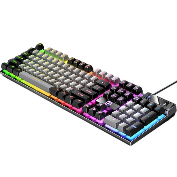 Mechanical Gaming Keyboard Wired PC Keyboard RGB Backlit with Multimedia Controls for Windows Desktop Gamers