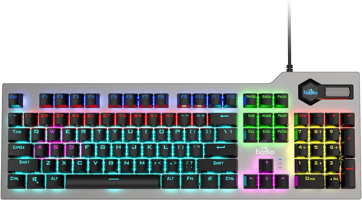 Mechanical Gaming Keyboard, Wired RGB Rainbow Backlit Keyboard with