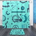 thumbnail image 1 of Mechanical Gear Design Bathroom Accessory Sets Waterproof Shower Curtain with Anti-Slip Bath Mat Durable Combo, 1 of 7