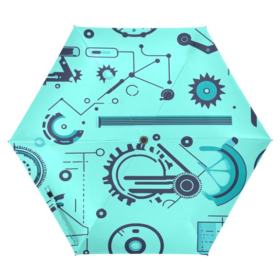 Mechanical Gear Design Folding Umbrella UV50+ Waterproof Sun Protection Auto Open Close Compact Fiberglass Frame