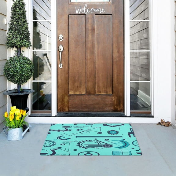 Mechanical Gear Design Versatile Absorbent Door Mat, Non-Slip, Easy to Clean 32''x20''