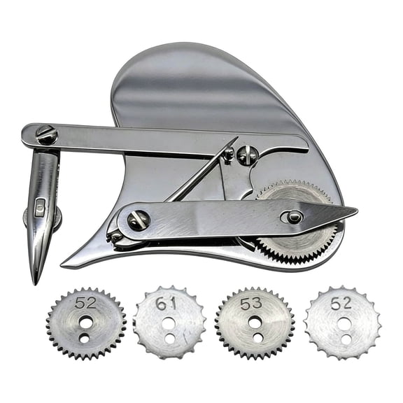 Mechanical Gear Train Ruling Pen, Precision Dotting Pen for Blueprint Drafting, Technical Drawing Tool with 4 Interchangeable Dotting Wheels,Silver - 14cm