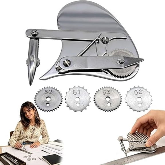 Mechanical Gear Train Ruling Pen, Vintage Precision Dotting Pen Set-The Blueprint Drafting Tool, Interchangeable Pattern Rollers, for Architects, Designers, Artists