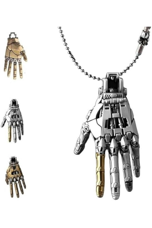 Mechanical Hand Pendant for Necklace, Movable Finger Joints Robot Hand Charm Jewelry, Steampunk Arm Necklace, for Men Women