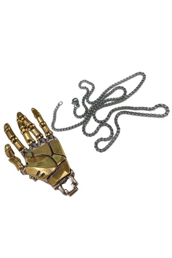 Mechanical Hand Pendant with Movable Finger Joints Necklace Copper Jewelry Fashion Statement Clavicle Chain Accessory