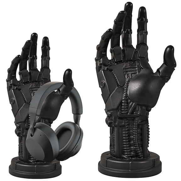 Mechanical Hand Statue,Cyberpunk Desk Decor,Resin Gaming Decor for PC Setup,Dark Fantasy Desk Accessory with Demon and Mecha Sculpture for Gamers and Tech Lovers,Black