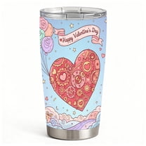 Mechanical Heart & Balloon Sky Print Stainless Steel Insulated Tumbler with Lid, Double-Wall Travel Coffee Mug Valentine Gift