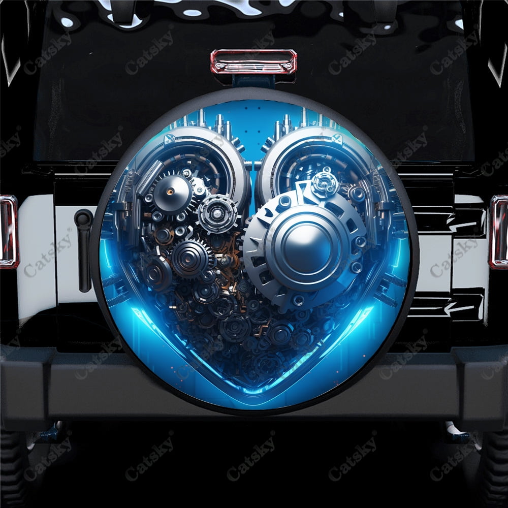 Mechanical Heart Design Polyester Universal Spare Wheel Tire Cover