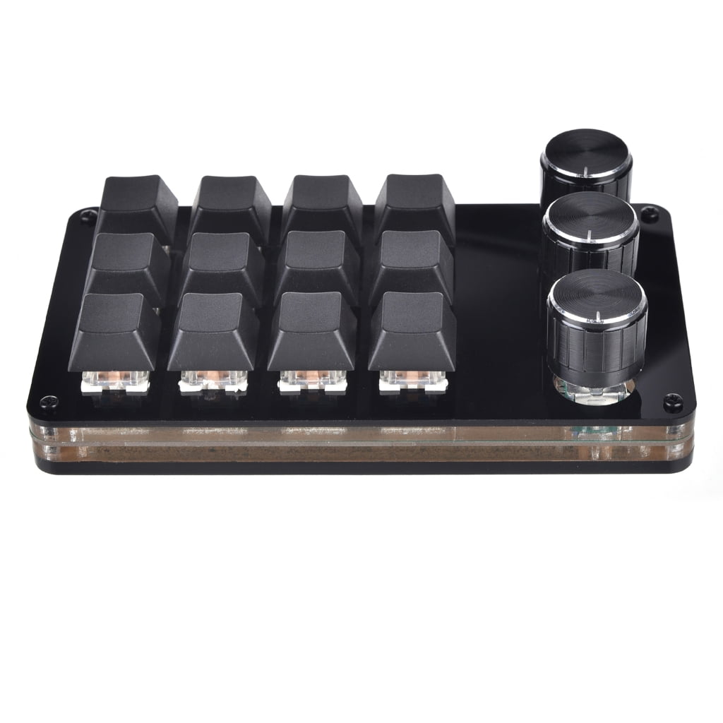 Mechanical Keyboard 12 Keys Keyboard with 3 Knob Design Professional Programmable Keypad for Gaming