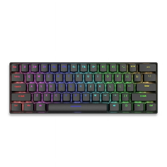 Mechanical Keyboard 61 Keys Mixed Light Hot Swap Keyboard Office Accessories Gaming Keyboard Black Cyan