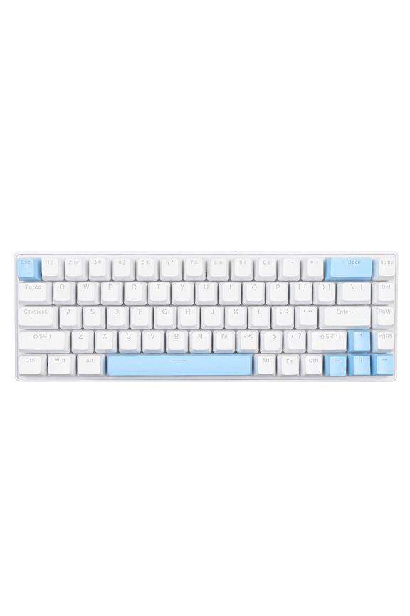 Mechanical Keyboard 68 Keys RGB Backlight Compact Wired Keyboard, Blue Switch for Windows/Android/PC, White Blue
