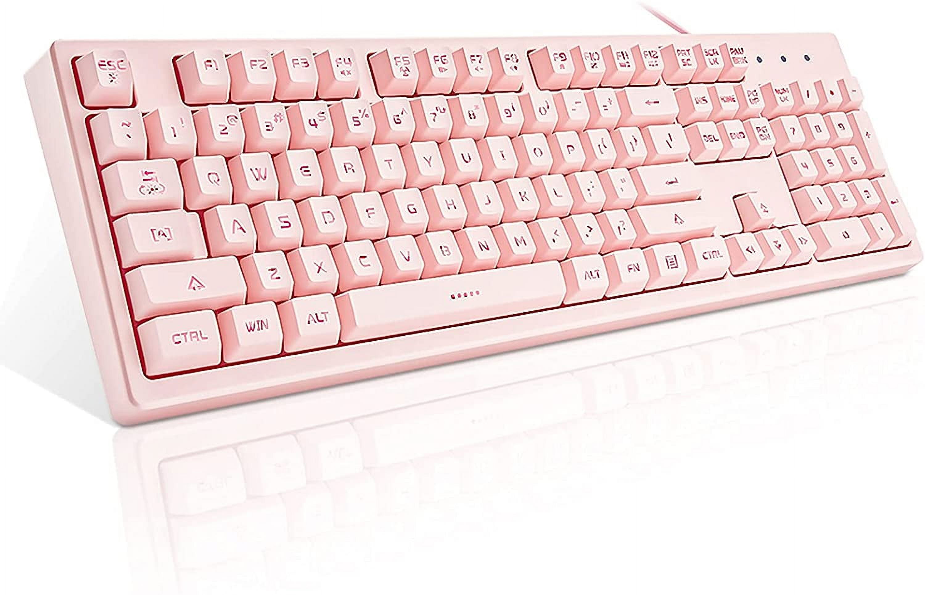 Mechanical Keyboard with 7-color LED Backlight, 104-key Silent and Silent Keyboard, 19-key Anti-ghosting, Cheap Gaming Keyboard, Mechanical Touch, Waterproof Wired USB, Suitable for Computers, Macs