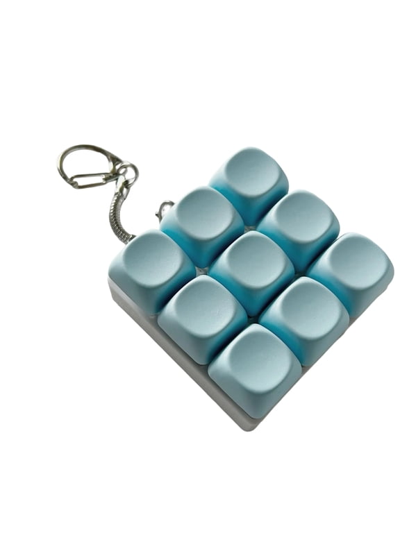 Mechanical Keyboard Fidget Toy 3x3 Tester Tactile Clicky Sensory Keypad Keychain for Stress Relief Portable Pocket Sized Desk Accessory with Metal Clasp for Adults