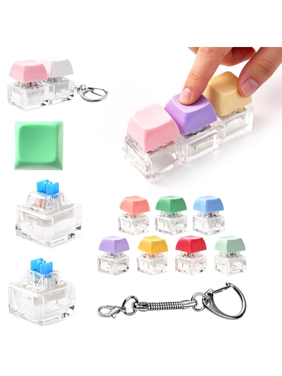 Mechanical Keyboard Keycap Toy Keychain, Clickable Sensory Stress Gadget for Backpack Bag Decoration