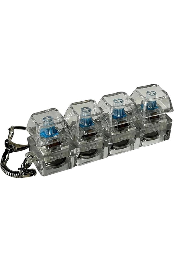 Mechanical Keyboard Keychain Fidget Toy - 4-Key Clear Clicker Keychain