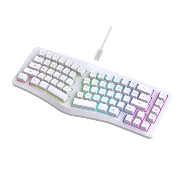 Mechanical Keyboard Mechanical Keyboard Ergonomic 69-Key Wired Ergonomic Keyboard with 18 Modes RGB Backlit Detachable Cable for Computer