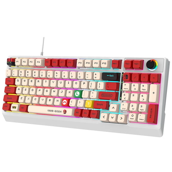 Mechanical Keyboard RGB Backlit Red Switch Volume Knob with USB Cable 1 Pack
