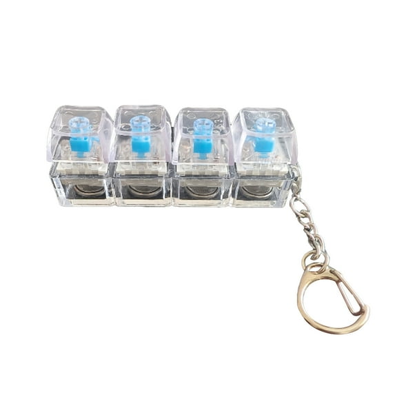 Mechanical Keyboard Switch Fidget , 4-Key Tester Stress Relief Keychain for Adults, Blue Switch Tactile Clicky Sound, Clear