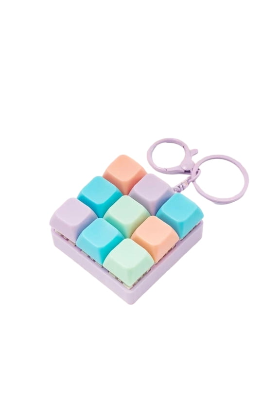 Mechanical Keyboard Switch Fidget Toy Stress Relief Clicky Button Keychain for Focus and Anxiety Management Portable Pocket Size 2x2 Inch