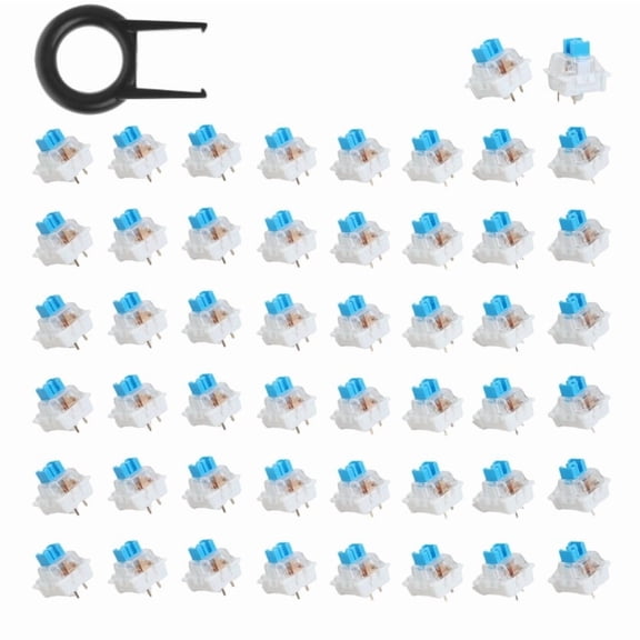 Mechanical Keyboard Switches Blue Tactile Clicky Type 3-Pin Mount for DIY Keyboard Builds and Hot Swap Keyboards (50PC +B Keycap Puller)
