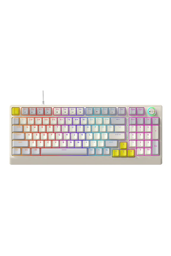 Mechanical Keyboard T50 RGB Mechanical Keyboard 98 Key Hot Swappable Blue Switch Dynamic Lighting Ergonomic Design PC Gaming Typing Work