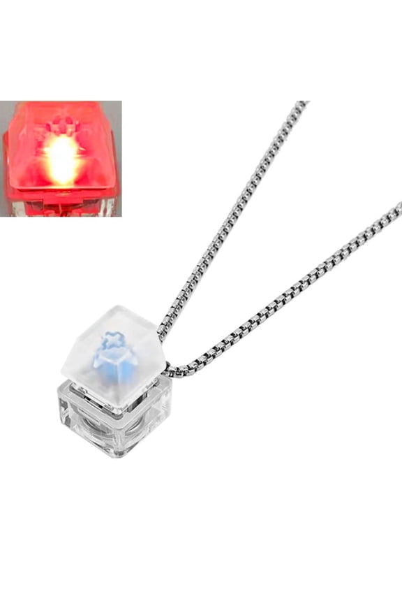 Mechanical Keyboard Tester Click Button Necklace With LED Light Personalized Pendant Necklace Stress Relief Gifts
