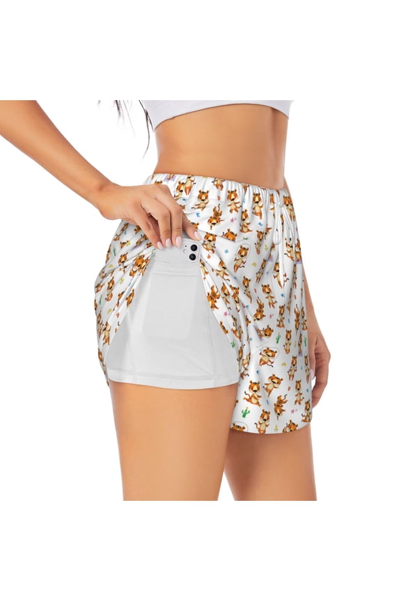 Honeii's Tigers go in for Sports print a double-layered women's running short, ideal for gym, tennis, and various activities, complete with a practical pocket