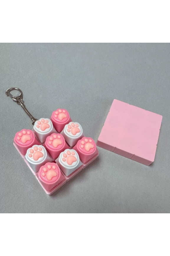 Mechanical Keychain Stress Relief, Tactile Sensory Buttons, Customizable Clicks for Anxiety Relief, Perfect for Office Use, Decompression Silicone Cat Paw Keychain