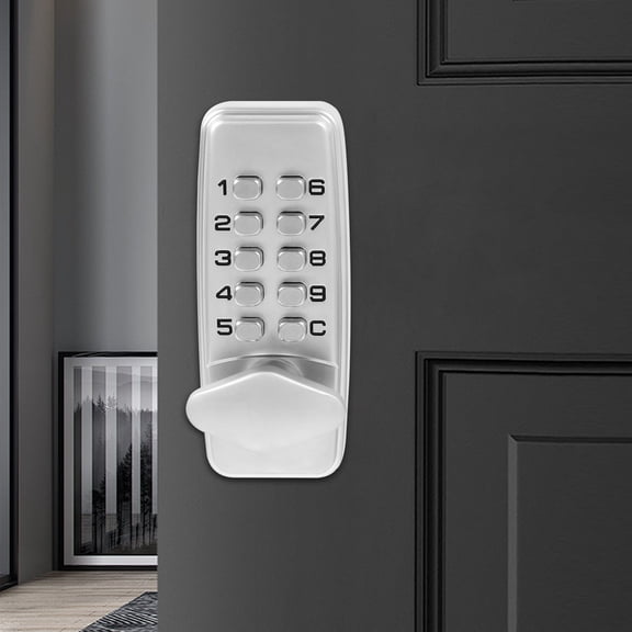 Mechanical Keyless Door Lock, Combination Code Lock with Keypad for Entry Doors, 4-Digit 8000+ Combinations No Battery Needed, Waterproof Aluminum Alloy for Home Office Garage Gate, Silver