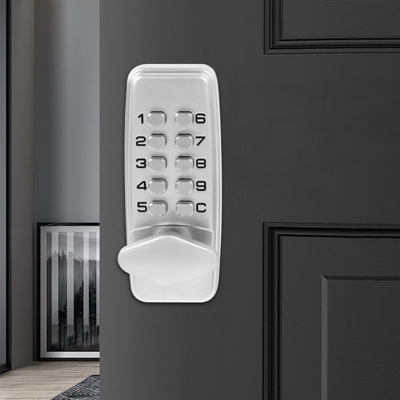 Mechanical Keyless Door Lock, Combination Code Lock with Keypad for Entry Doors, 4-Digit 8000+ Combinations No Battery Needed, Waterproof Aluminum Alloy for Home Office Garage Gate, Silver