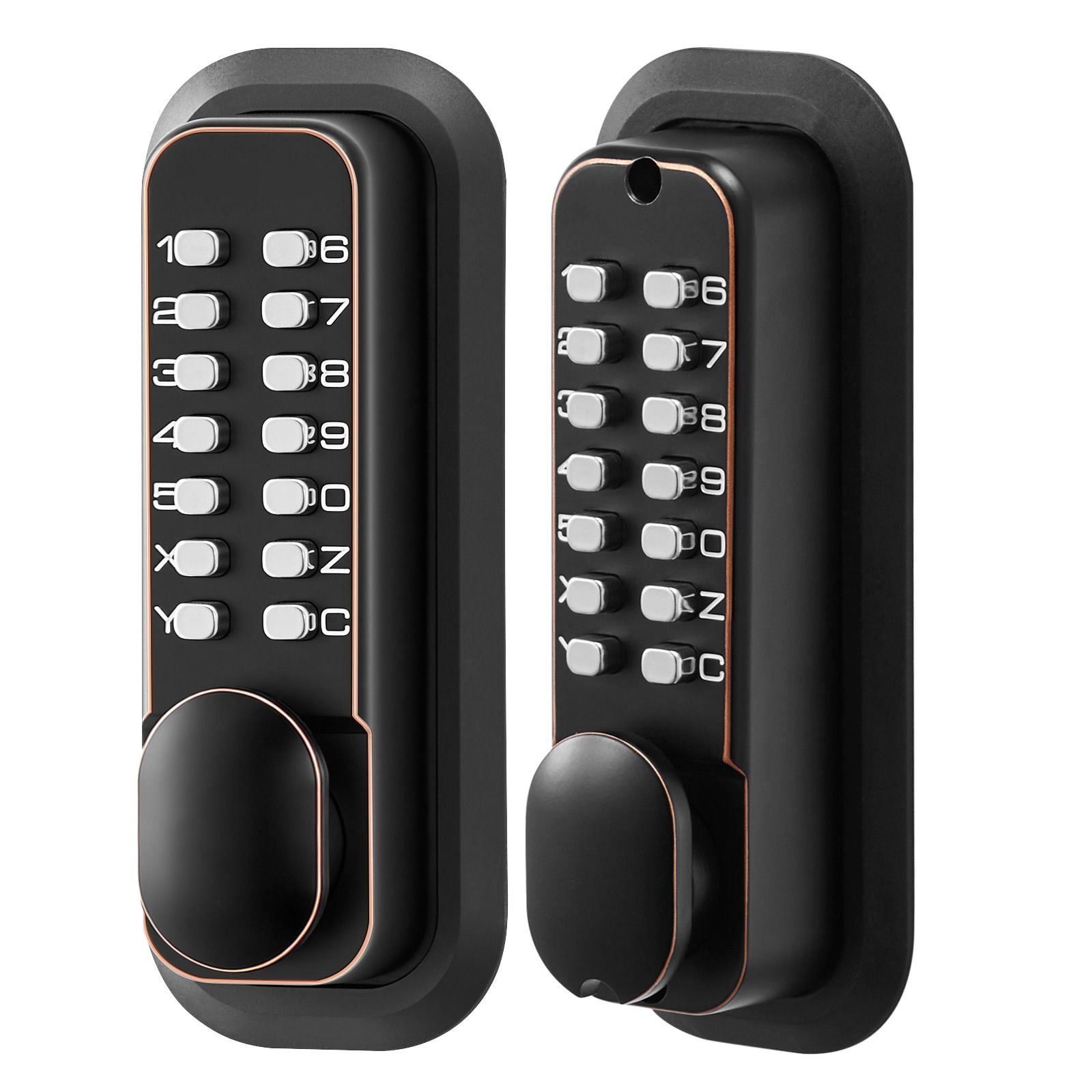Mechanical Keyless Door Lock Gen2 Double-Sided 4-7 Digit Code No Batteries 1.4-2.5 Inch Door Thickness for Front Gate