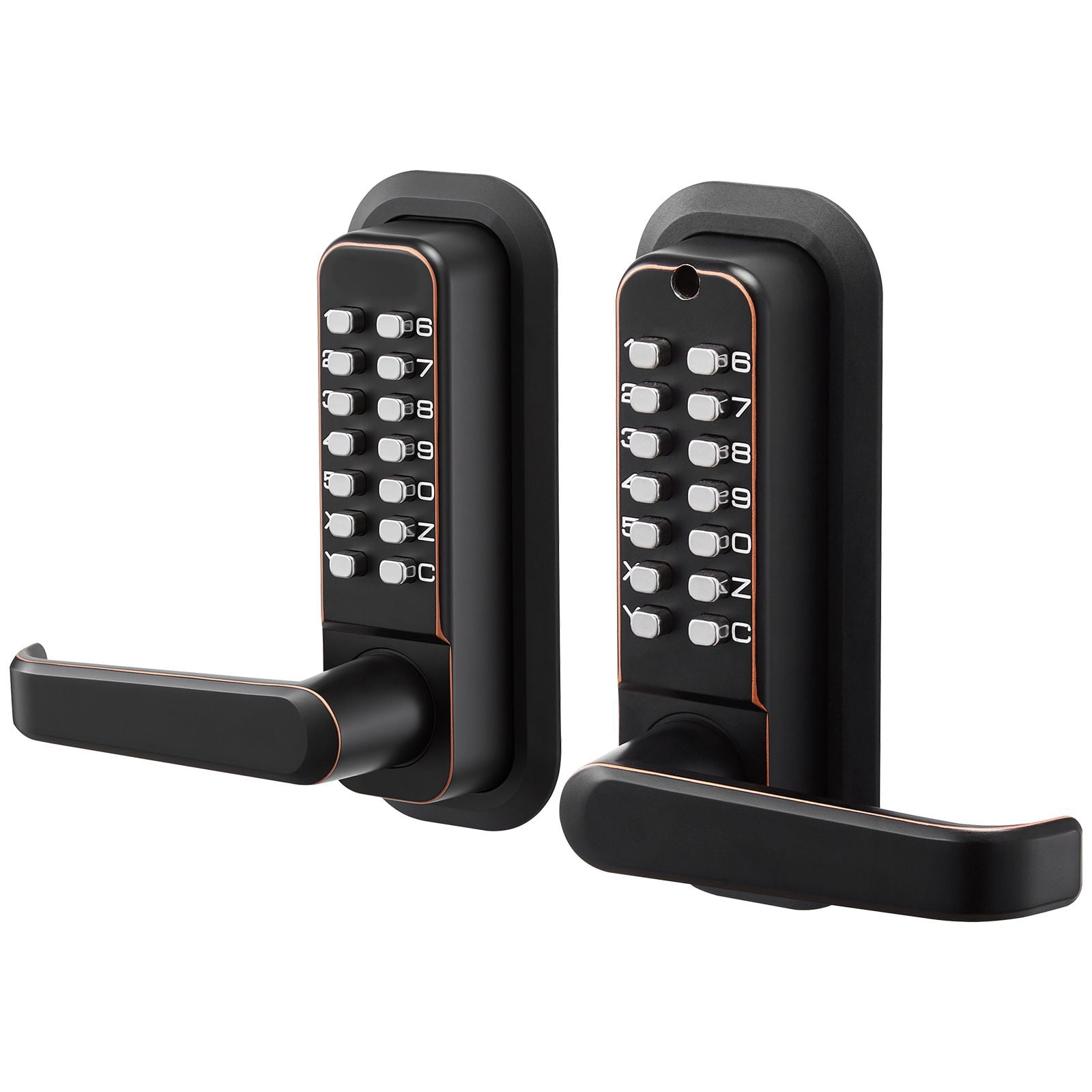 Mechanical Keyless Door Lock Gen2 Double-Sided 4-7 Digit Code No Batteries 1.4-2.5 Inch Door Thickness for Front Gate
