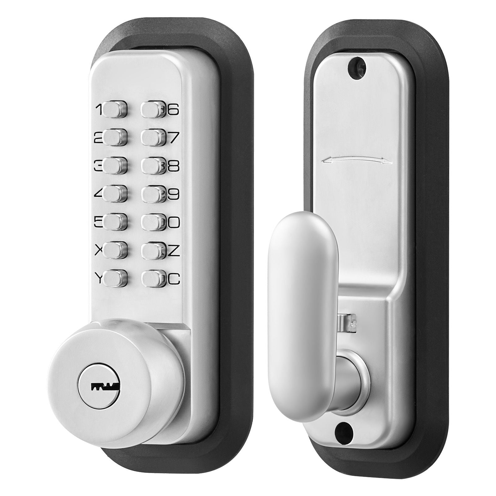 Mechanical Keyless Door Lock Gen2 Single-Sided 4-7 Digit Code No Batteries Cuttable Spindle for Front Gate Garden Garage