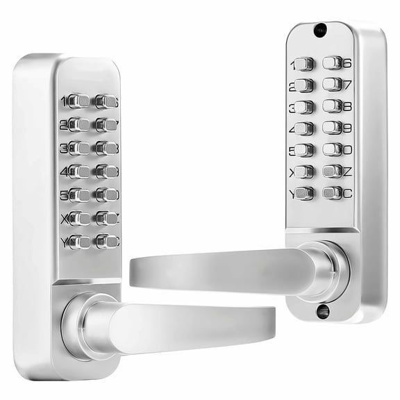 Mechanical Keyless Entry Door Lock, 14-Digit Keypad Lock, No Battery, Adjustable Handle, Double-Sided Stainless Steel Waterproof Gate Lock for Home, Yard