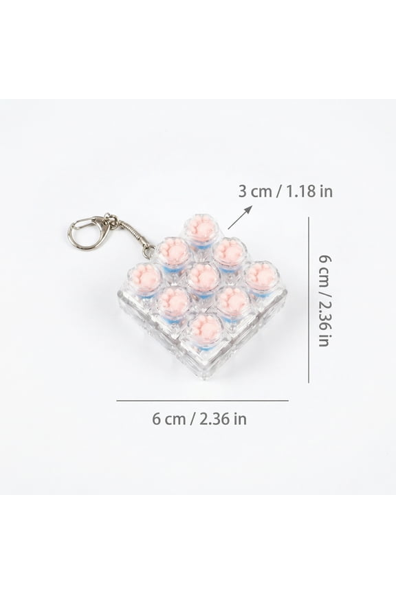 Mechanical Keypad Clicker Keychain Cat Paw Design Stress Relief Toy for Focus and Adhd Anxiety Relief Fidget Button for Lanyards and Bags 2X2 Inch