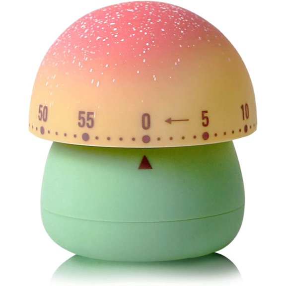 Mechanical Kitchen Timer, Cute Mushroom for Kids, Wind Up 60 Minutes Manual Countdown Timer for Classroom, Home, Study and Cooking (Green Base)