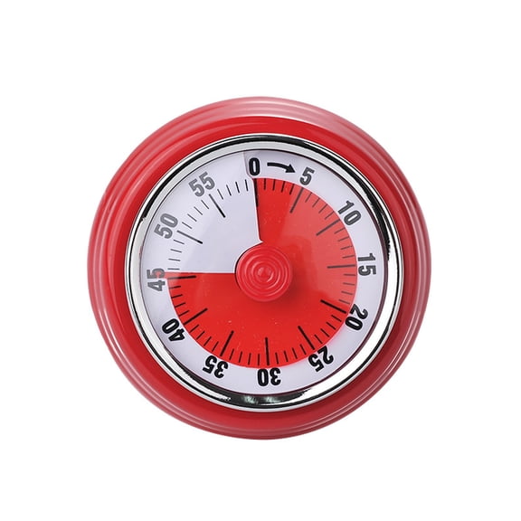 Mechanical Kitchen Timer, Eco-Friendly No Batteries Needed Magnetic 60-Minute Visual Countdown Alarm Clock for Cooking, Study, Games, Office (Red)