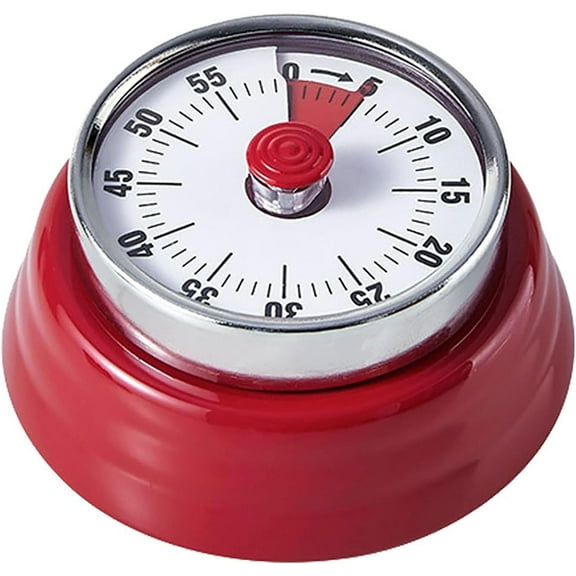 Mechanical Kitchen Timer, Eco-Friendly No Batteries Needed Magnetic 60-Minute Visual Countdown Alarm Clock for Cooking, Study, Games, Office (Red)