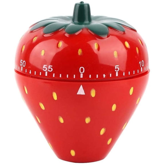 Mechanical Kitchen Timer Kitchen Reminder Alarm Clock Countdown Clock -Red Strawberry Shaped