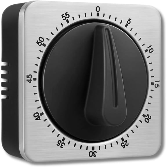Mechanical Kitchen Timer Magnetic with Loud Alarm, 60-Minute Manual Wind Up Analog Countdown Stainless Steel Scale, No Batteries for Chef Cooking, Baking, Egg, Oven, Seniors